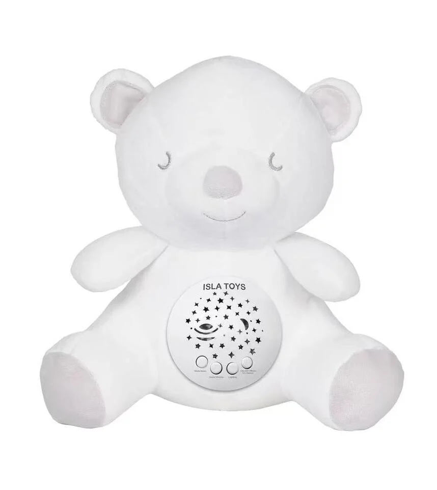 Ourson veilleuse coranique Noor blanc, jouet électronique pour enfants avec détecteur de pleurs, création d'ambiance apaisante.