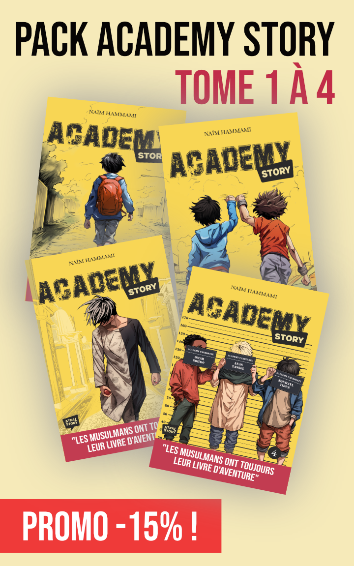 Livre Pack Academy Story Tomes 1 à 4 d'Atfal Story, aventure jeunesse avec couverture colorée et illustrations attrayantes