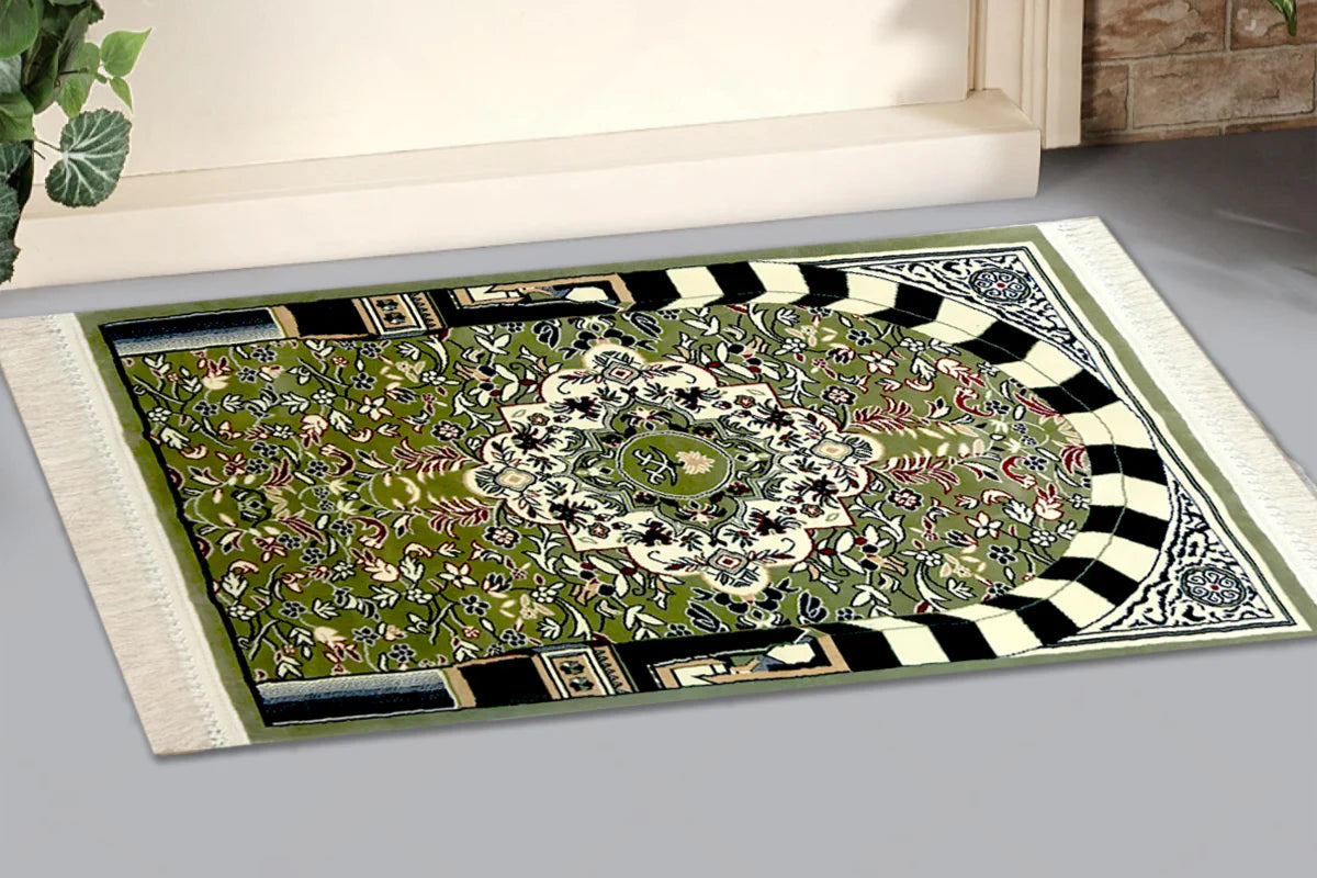 Tapis De Prière Riyadh Al Salihyen – Couleur Vert  – Velours Luxe - Librairie Al Minhaj