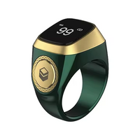 Bague Tasbih connectée Iqibla, compteur dhikr intelligent en métal avec écran digital, portée élégante pour prière et méditation.