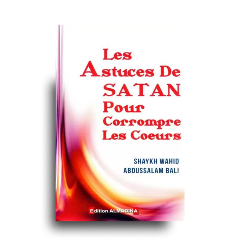 Couverture du livre "Les Astuces De Satan Pour Corrompre Les Cœurs" d'Al Madina, avec illustration sombre et titre visible.