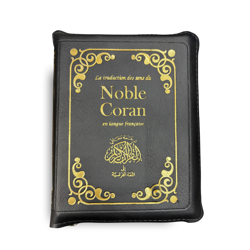 Coran en français de Sana Edition, format poche 12x17 cm avec fermeture éclair, illustration d'un livre religieux compact.