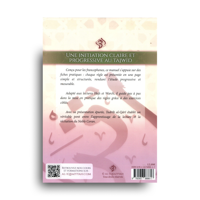 Livre Tadrîb Al-Qârî Al Iqraiyyah pour apprendre le Tajwid et la lecture du Coran en français, image du guide pratique.