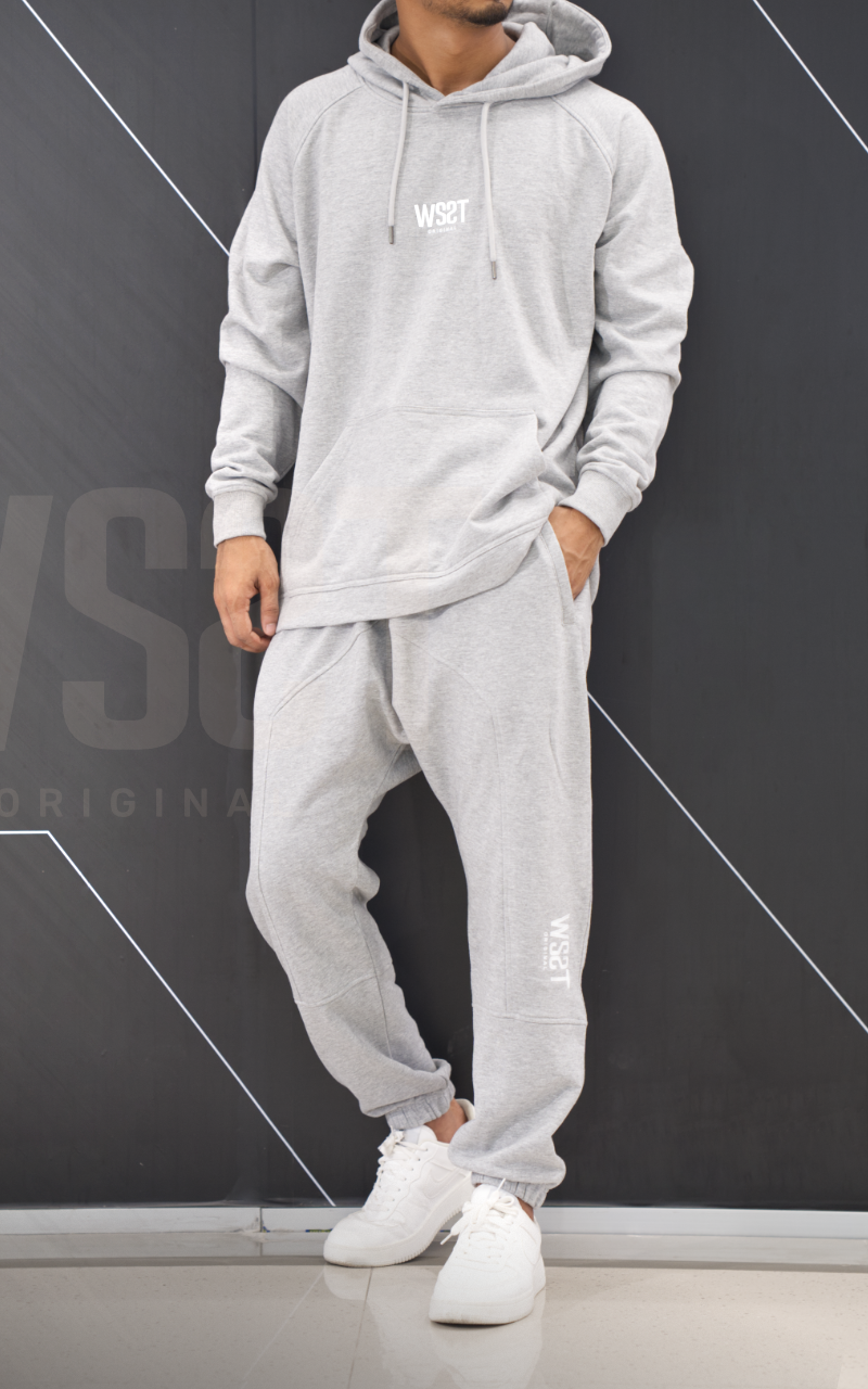 Ensemble jogging Terry gris clair pour homme, vue de face