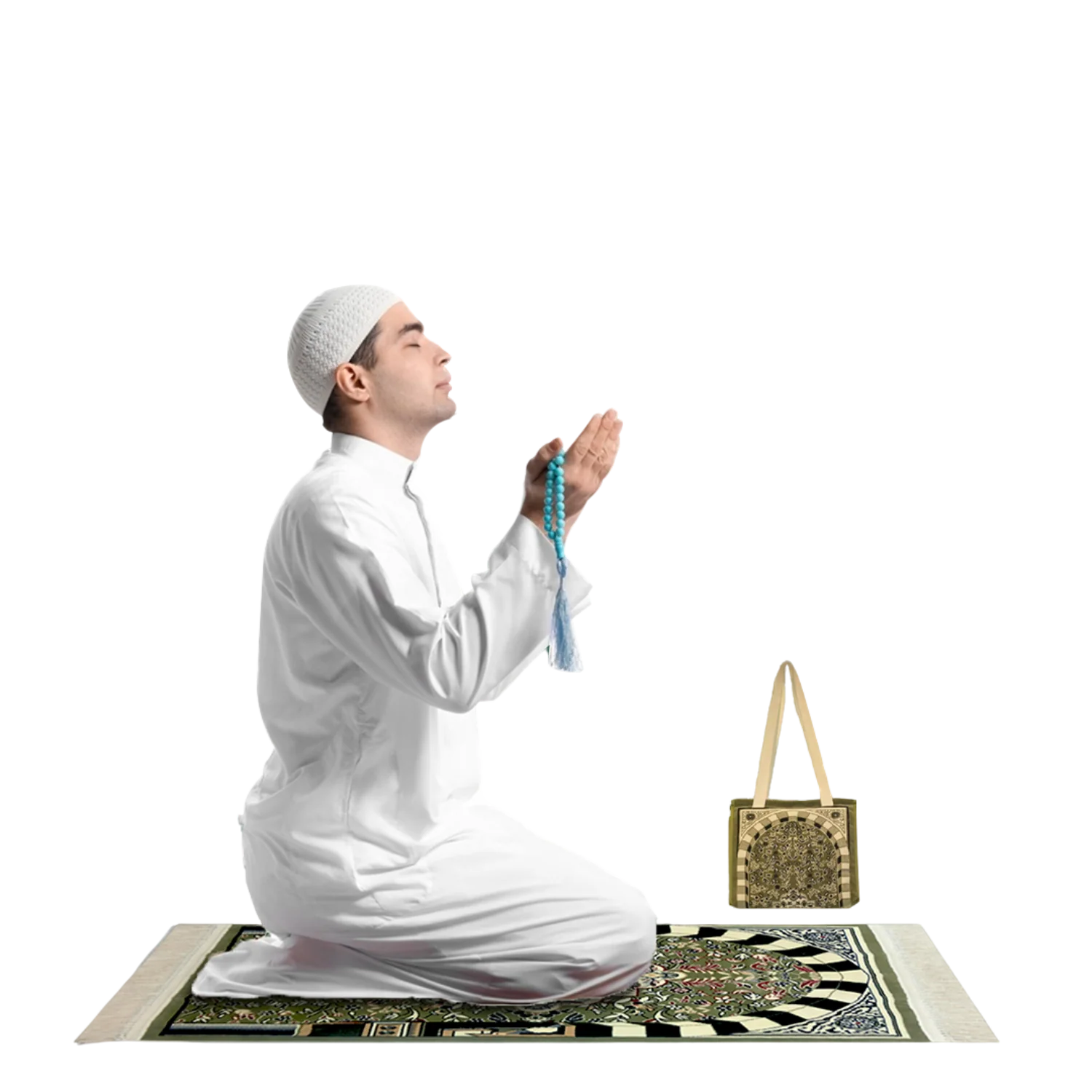 Tapis De Prière Riyadh Al Salihyen – Couleur Vert  – Velours Luxe - Librairie Al Minhaj