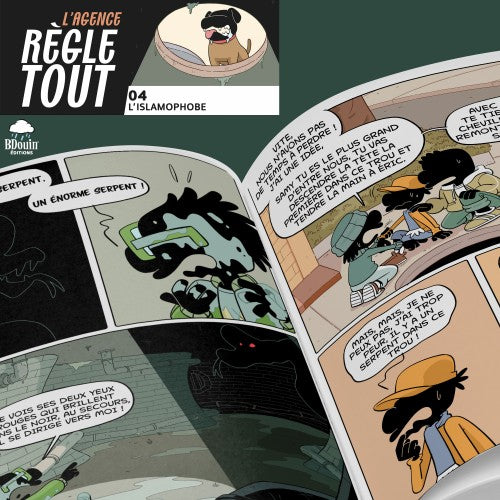 Livre pour enfants Agence Règle Tout Tome 4 : L'Islamophobe, roman jeunesse sur l'islam, illustré, publié par Bdouin.