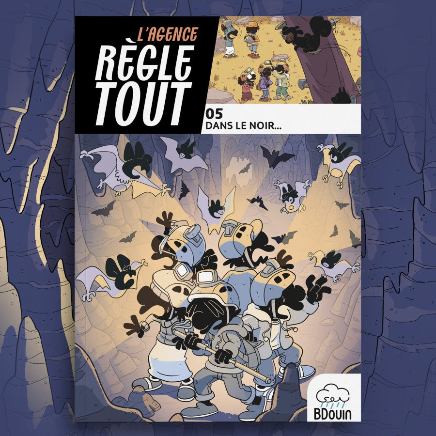 Livre enfant Agence Règle Tout Tome 5 : Dans Le Noir de Bdouin, roman jeunesse islam, couverture avec illustrations colorées.