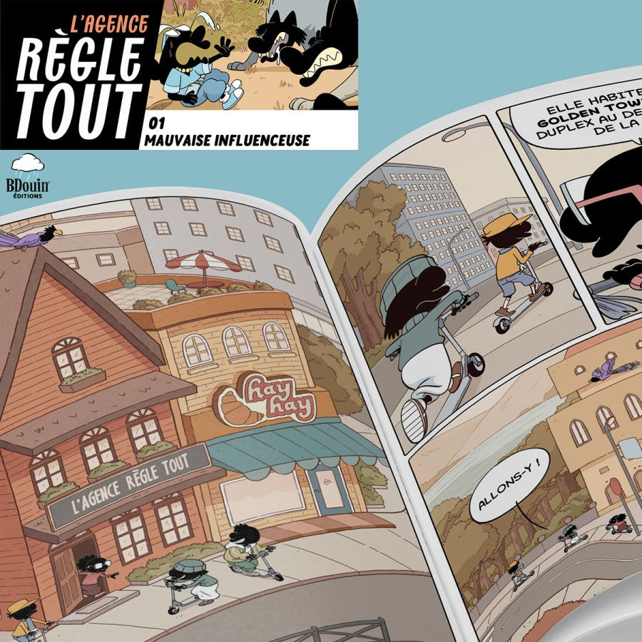 Livre pour enfant Agence Règle Tout – Mauvaise Influence Tome 1 de Bdouin, couverture colorée avec illustration attrayante.