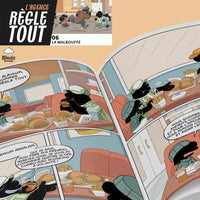 Livre enfant Agence Règle Tout Tome 6 : La Malbouffe, roman jeunesse Bdouin, couverture illustrée avec personnages et titres colorés.