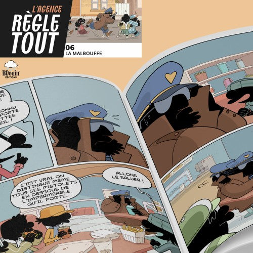 Livre enfant Agence Règle Tout Tome 6 : La Malbouffe de Bdouin, roman jeunesse islam, couverture avec illustration colorée.