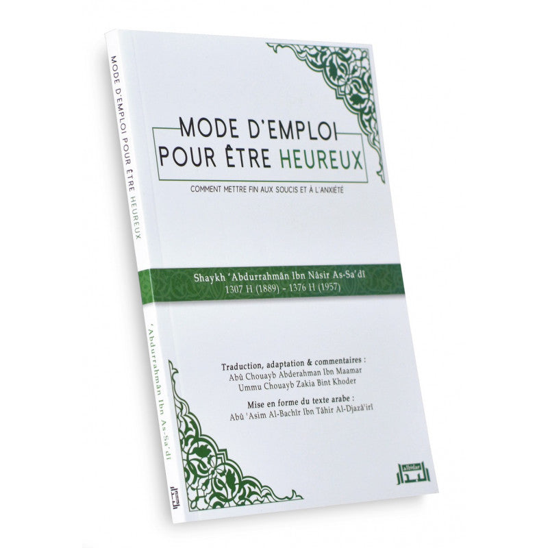 Livre bilingue Français-Arabe "Mode d’emploi Pour Être Heureux" par Al Bidar Edition, couverture avec titre visible.