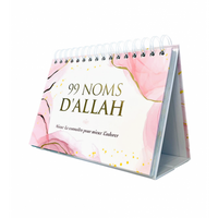 Livre Al-Hadith "99 Noms d'Allah" avec calendrier chevalet rose, pour mieux connaître et adorer Allah, en français.