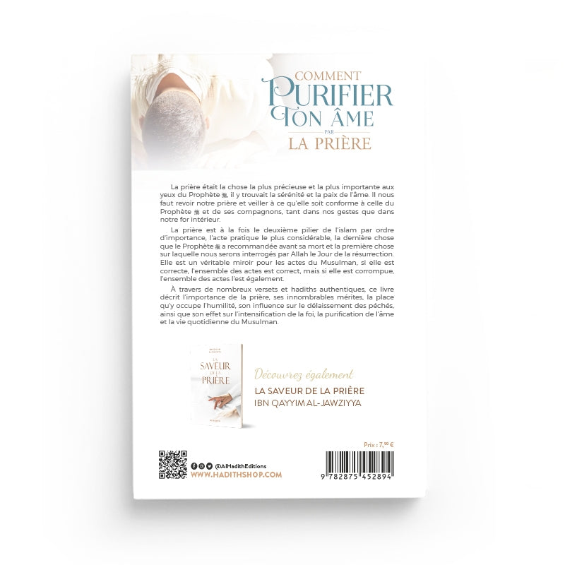 Livre Comment Purifier Ton Âme par la Prière de Husayn Al-‘Awâysha, édition Al-Hadith, couverture avec titre et logos.