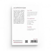 Al-Hadith book titled "La Justice en Islam - Valeurs de l'Islam" by Amin Salih, featuring cover with Arabic calligraphy and Islamic art.