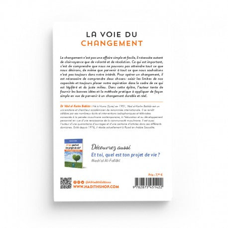 Livre "La Voie du Changement" développement personnel par Dr Abd al-Karîm Bakkâr, édition Al-Hadith, couverture avec titre visible.