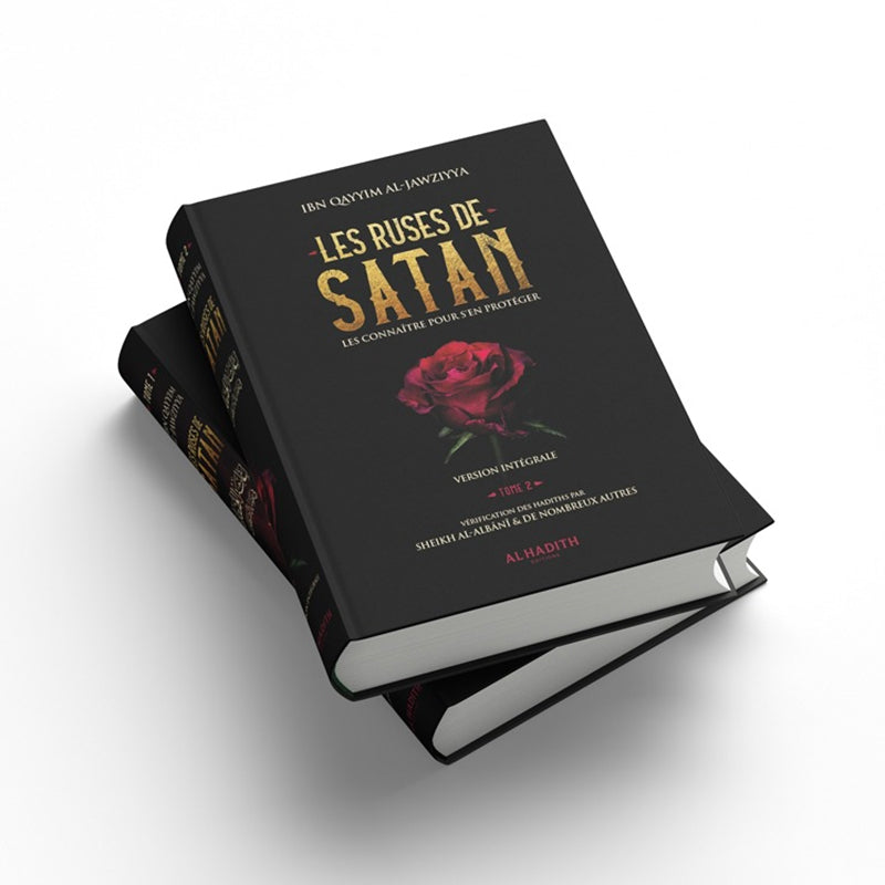 Livre Les Ruses de Satan, version intégrale en 2 volumes, par Ibn Qayyim Al-Jawziyya, éditions Al-Hadith, couverture avec titre visible
