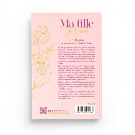 Livre Al-Hadith "Ma Fille, Je t’Aime" montrant le titre et la couverture, dédié à exprimer l’amour pour sa fille.