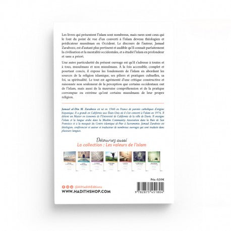 Livre intitulé « Qu'est-ce que l'Islam » de Jamaal Zarabozo, publié par Éditions Al-Hadîth, avec couverture bleue et titre visible.