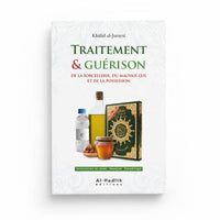 Livre de traitement et guérison de la sorcellerie par Khâlid Al-Juraysî, publié par Al-Hadith, avec couverture du livre en français.