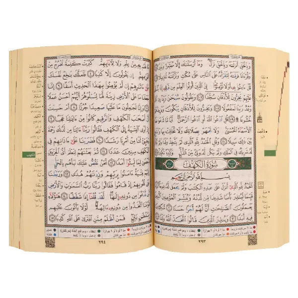 Coran Tajwid Arabe HAFS d'Al Marifa avec couverture argentée, index des mots et sujets, format 17x24, reliure thermocollée.