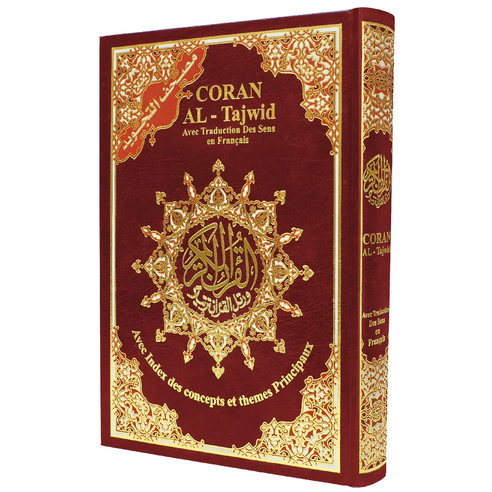 Coran Tajwid Arabe et Français Al Marifa, format 17x24 cm, avec index des mots, sujets, traduction des significations.