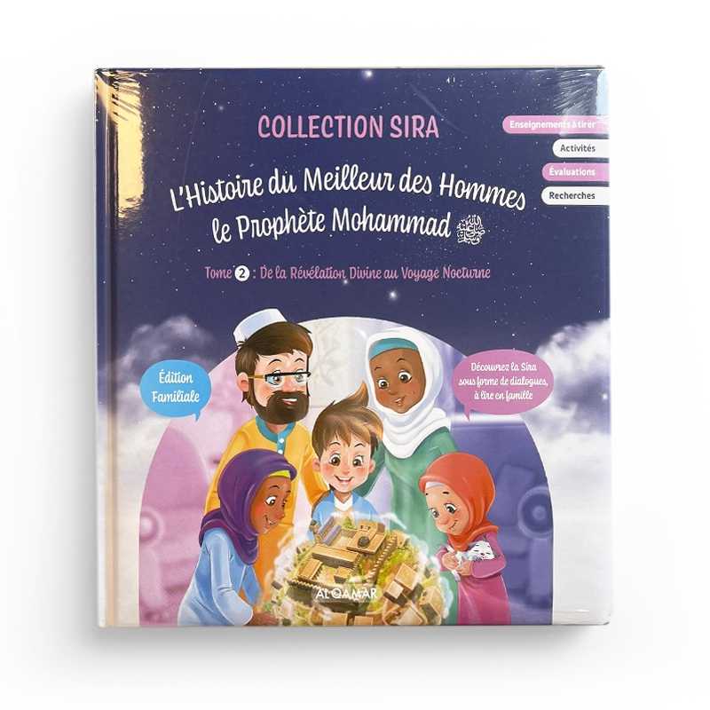 Livre pour enfants Al Qamar "L'Histoire du Meilleur des Hommes" Tome 2 avec couverture illustrée sur Mohammad et la Révélation divine.