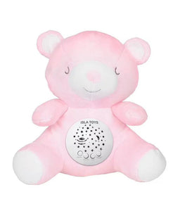 Ourson veilleuse coranique Amina pour enfants, jouet électronique rose avec détecteur de pleurs, marque ISLATOYS.