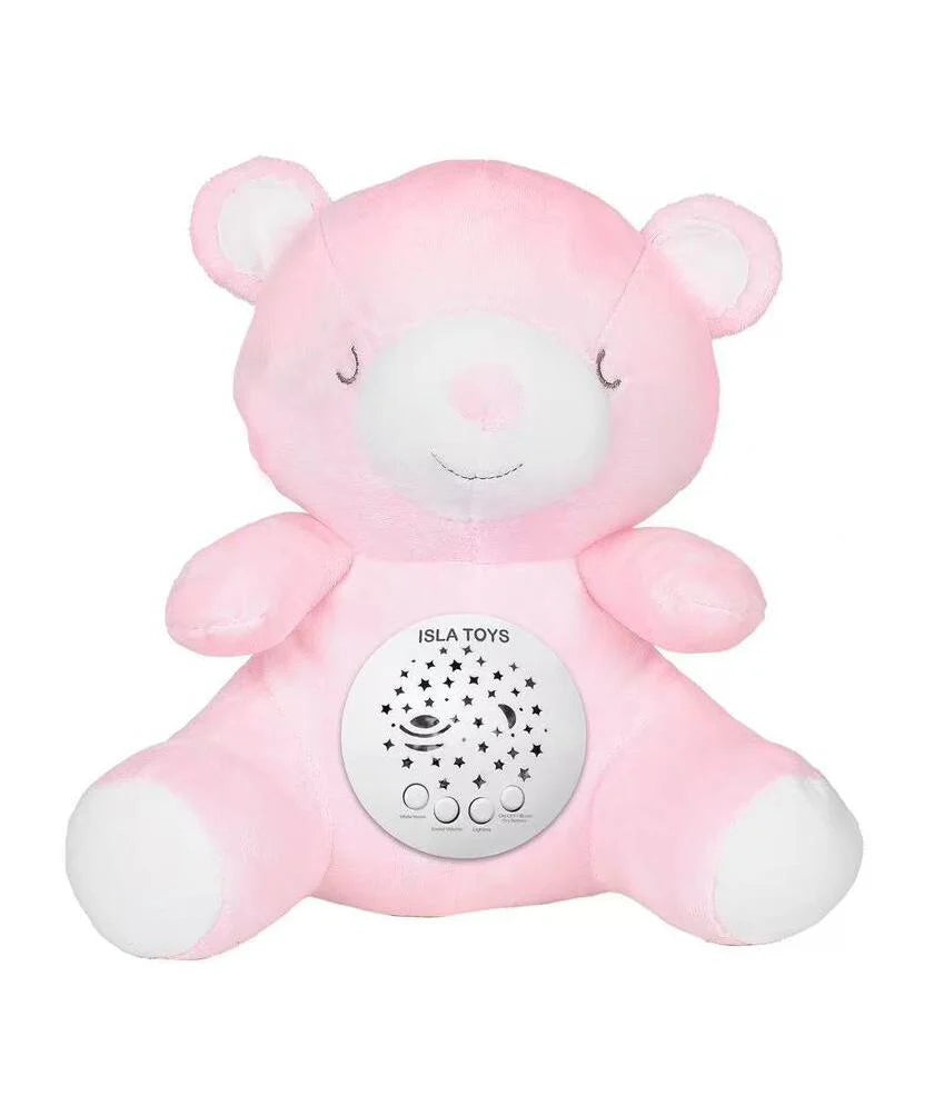 Ourson veilleuse coranique Amina pour enfants, jouet électronique rose avec détecteur de pleurs, fabriqué par ISLATOYS.