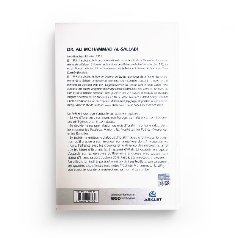 Livre Ibrahim l'intime d'Allah de Sallabi, édition Asalet, ouvrage sur l'Unicité, l'islam et le bon modèle, couverture avec titre visible