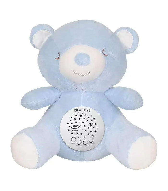Ourson veilleuse coranique azur pour enfants, jeu électronique avec détecteur de pleurs, couleur bleue, marque ISLATOYS.
