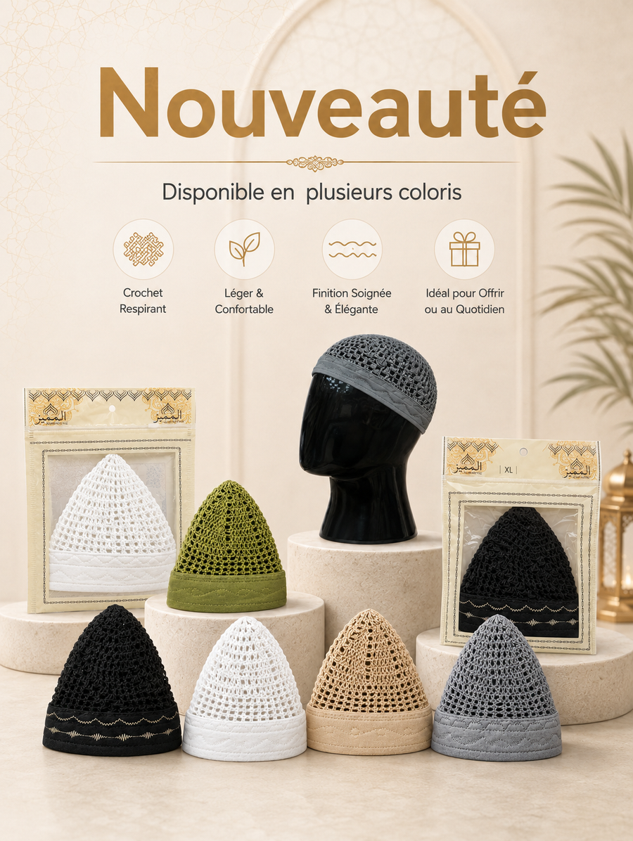 Chéchias égyptiennes artisanales pour homme en plusieurs coloris