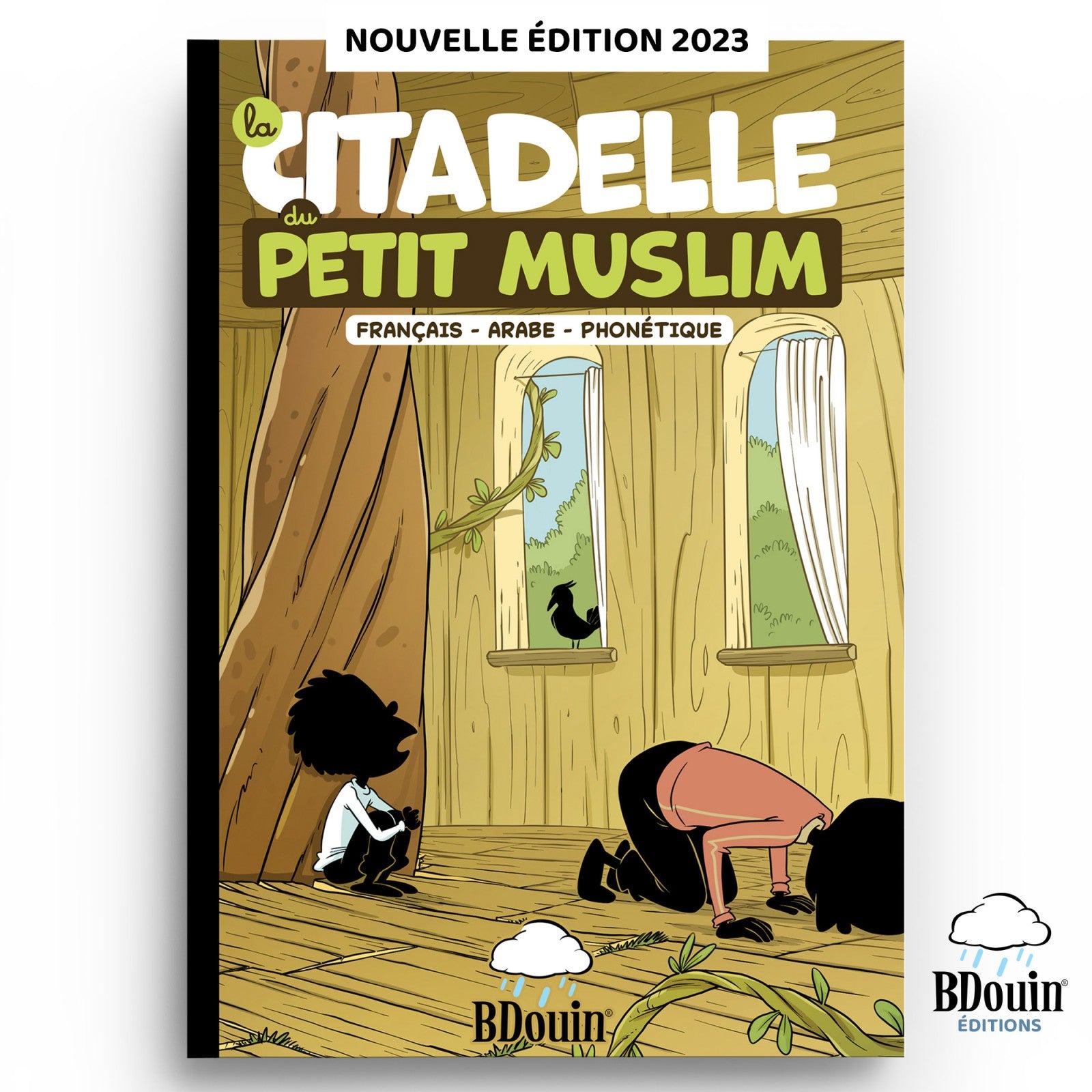 Children's book titled La Citadelle du Petit Muslim by Bdouin, featuring French, Arabic, and phonetic text for young readers.