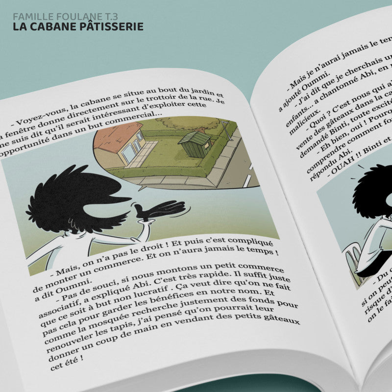 Children's book "La Famille Foulane" Tome 3 by Bdouin, featuring colorful illustrations of a family in a cozy bakery setting.