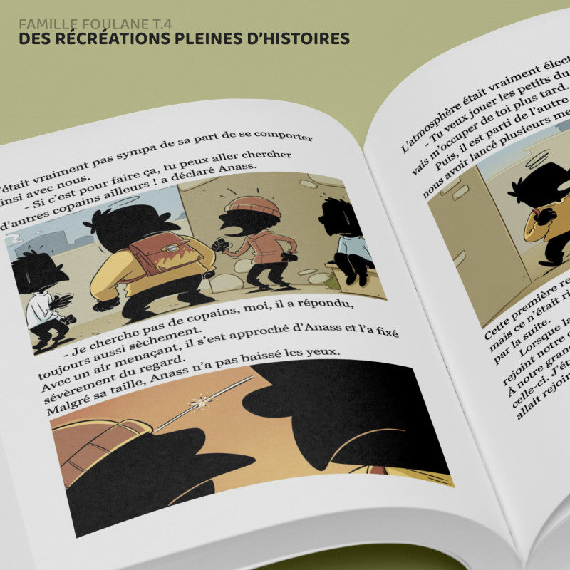 Children's book La Famille Foulane Tome 4 by Bdouin featuring colorful illustrations and a family enjoying fun storytime.