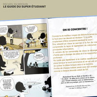 Livre pour enfant "Le Guide du Super Étudiant" de Bdouin, couverture illustrée avec titre visible.
