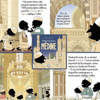 Children's book titled "Walad Découvre Médine" by Bdouin, featuring colorful illustrations of a child exploring Medina.