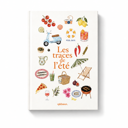 Couverture recto du carnet Les Traces De L’Été de Qalbeen avec activités, jeux et journaling