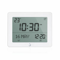 Horloge de bureau Al Fajr avec appel à la prière, appareil électronique blanc, affichage numérique, design moderne et fonction pratique