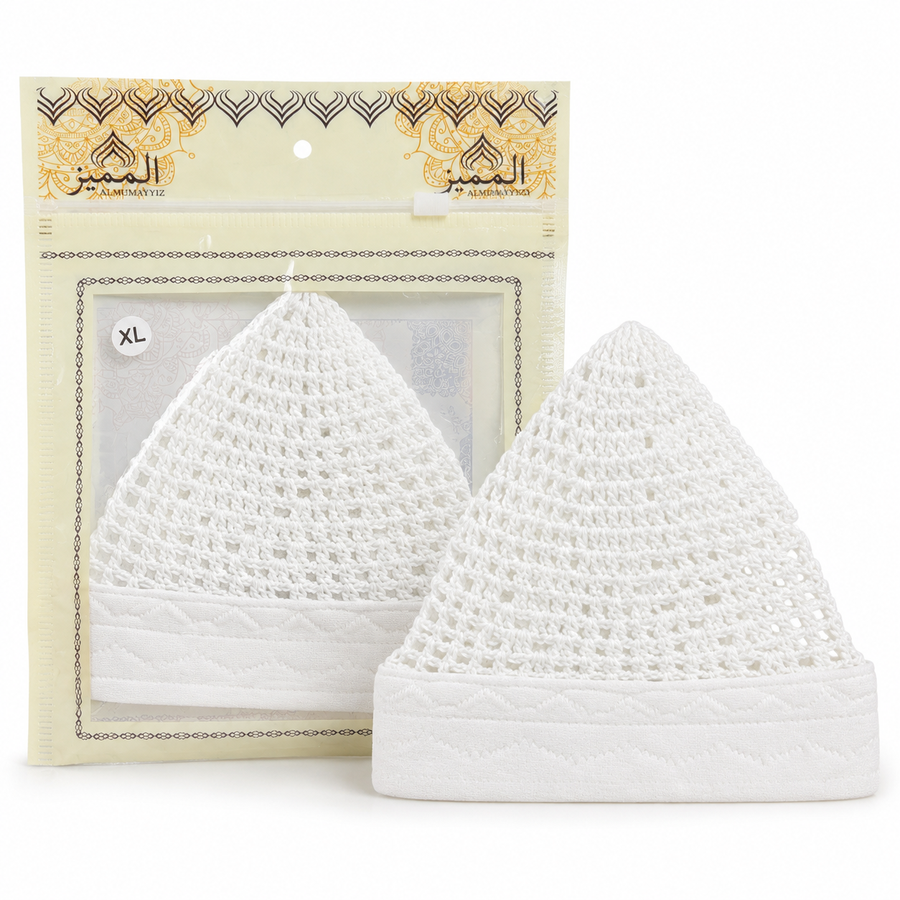 Chéchia égyptienne artisanale pour homme vue arrière avec finition tricotée à la main