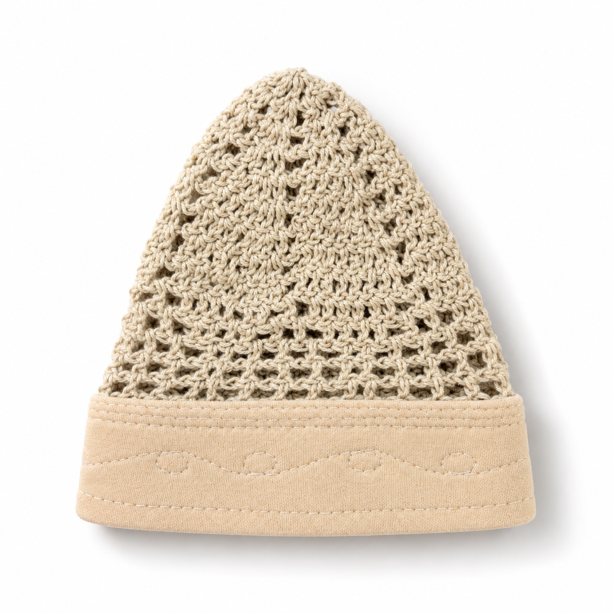 Chéchia égyptienne artisanale pour homme vue arrière avec finition tricotée à la main