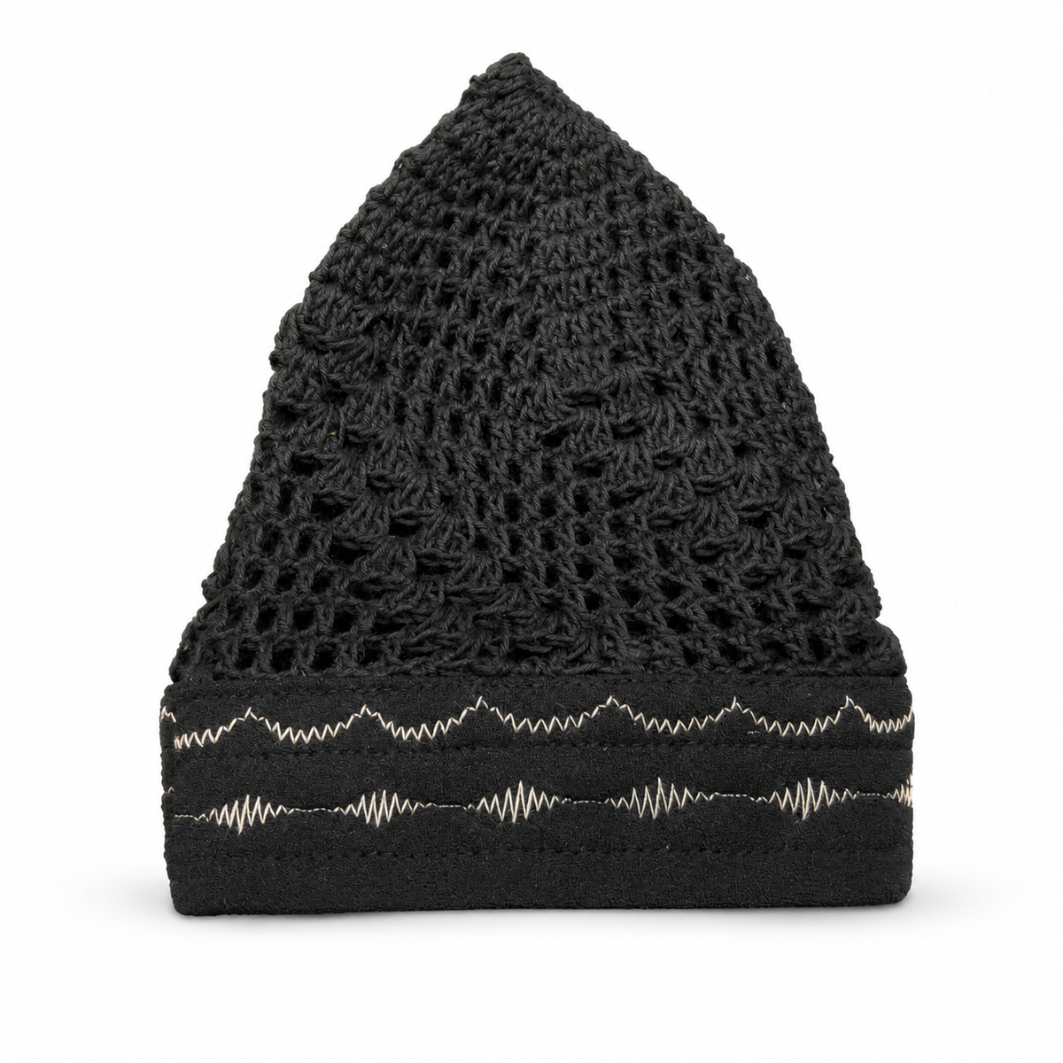 Chéchia égyptienne artisanale pour homme vue arrière avec finition tricotée à la main