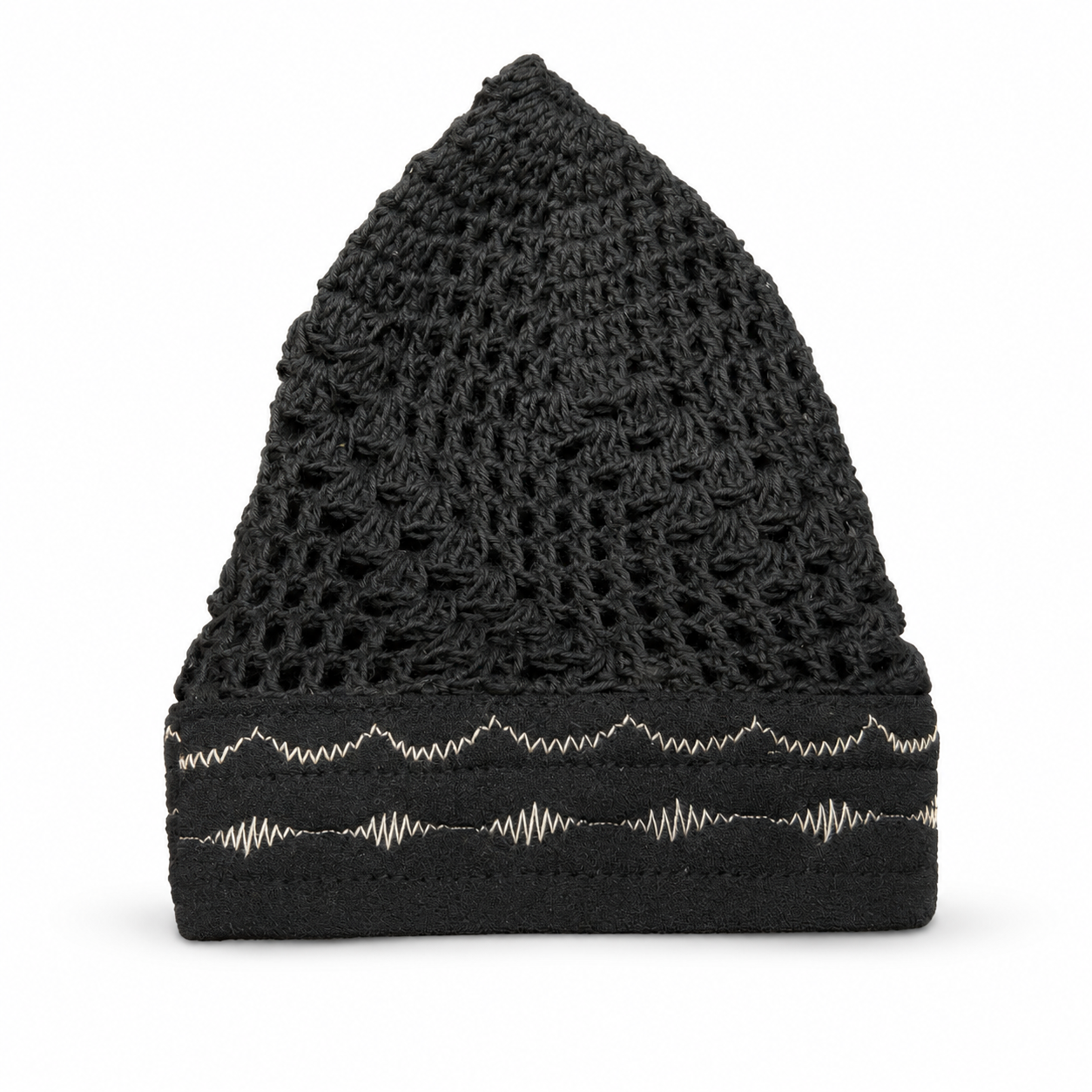 Chéchia égyptienne artisanale pour homme vue arrière avec finition tricotée à la main
