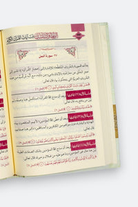 Livre arabe sur la cohérence entre les versets du Coran, affichant les trois volumes de Mohamed El Sayed Madi.