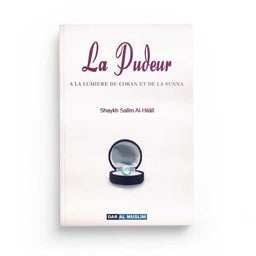 Livre "La Pudeur - À la Lumière du Coran et de la Sunna" de Dar Al Muslim, couverture avec texte en arabe et design sobre.