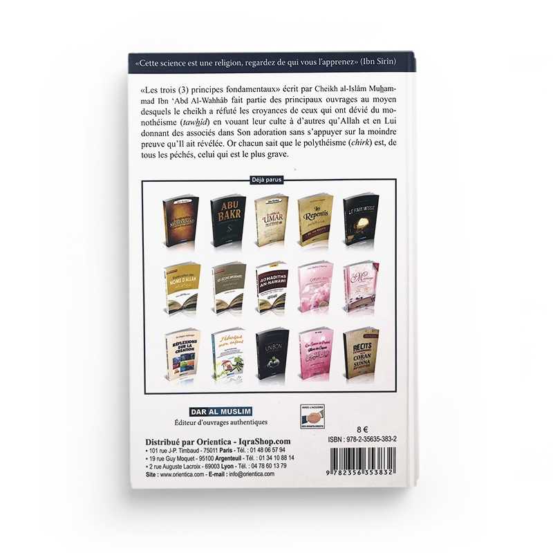 Livre "Les 3 Principes Fondamentaux" de Cheikh Ahmad An-Najmî publié par Dar Al Muslim, vu en couverture avec titre visible.