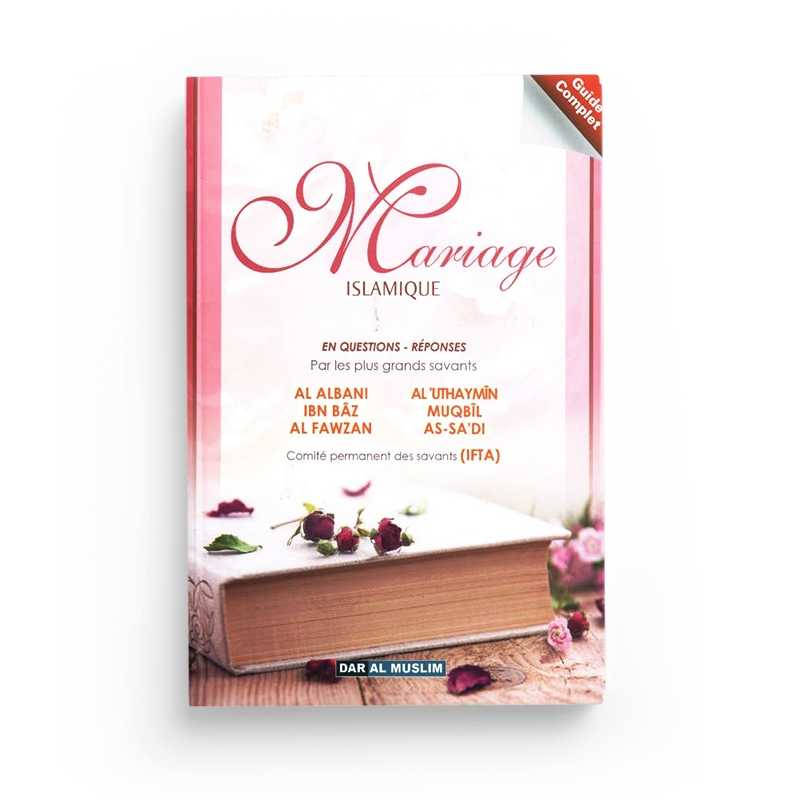 Livre Dar Al Muslim sur le mariage islamique en questions-réponses, avec couverture illustrée et titre en gros caractères.