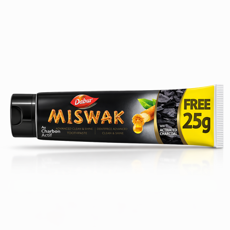 Dentifrice Miswak Charbon Actif Dabur 50g + 25g