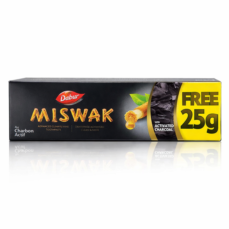 Dentifrice Miswak Charbon Actif Dabur 50g + 25g