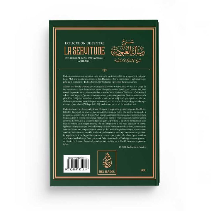 Explication de l'Épître de la Servitude - Ibn Taymiyya - Editions Ibn Badis