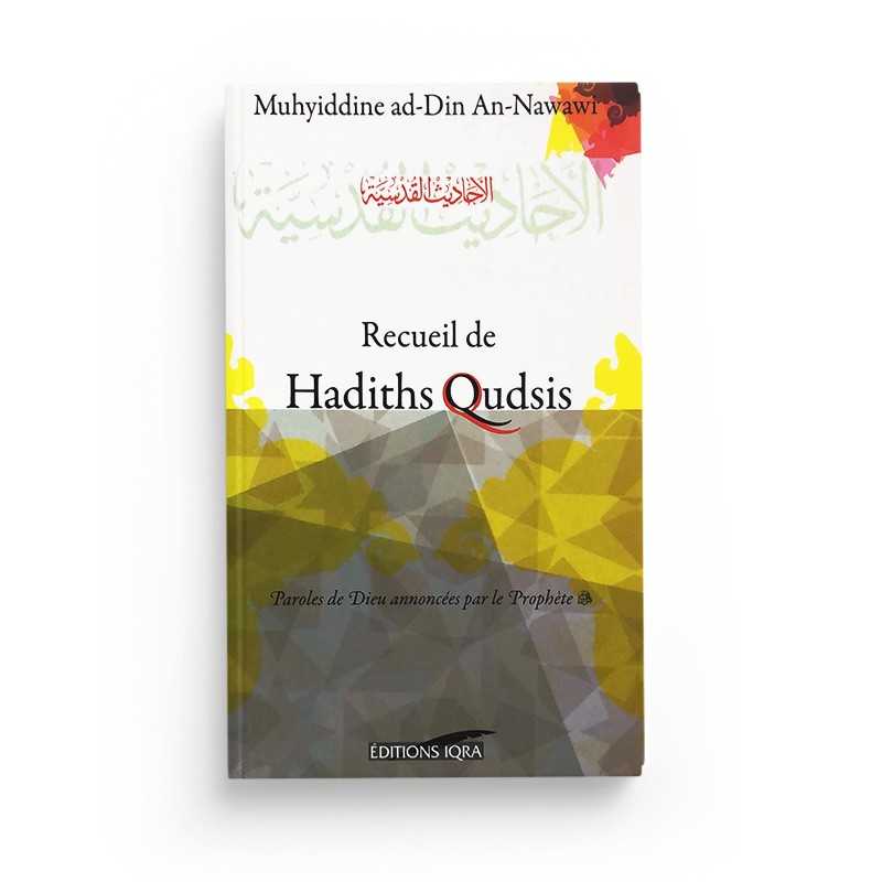 Livre Recueil de Hadiths Qudsis d'après Nawawi par Éditions IQRA, couverture avec titre en arabe et détails du livre.
